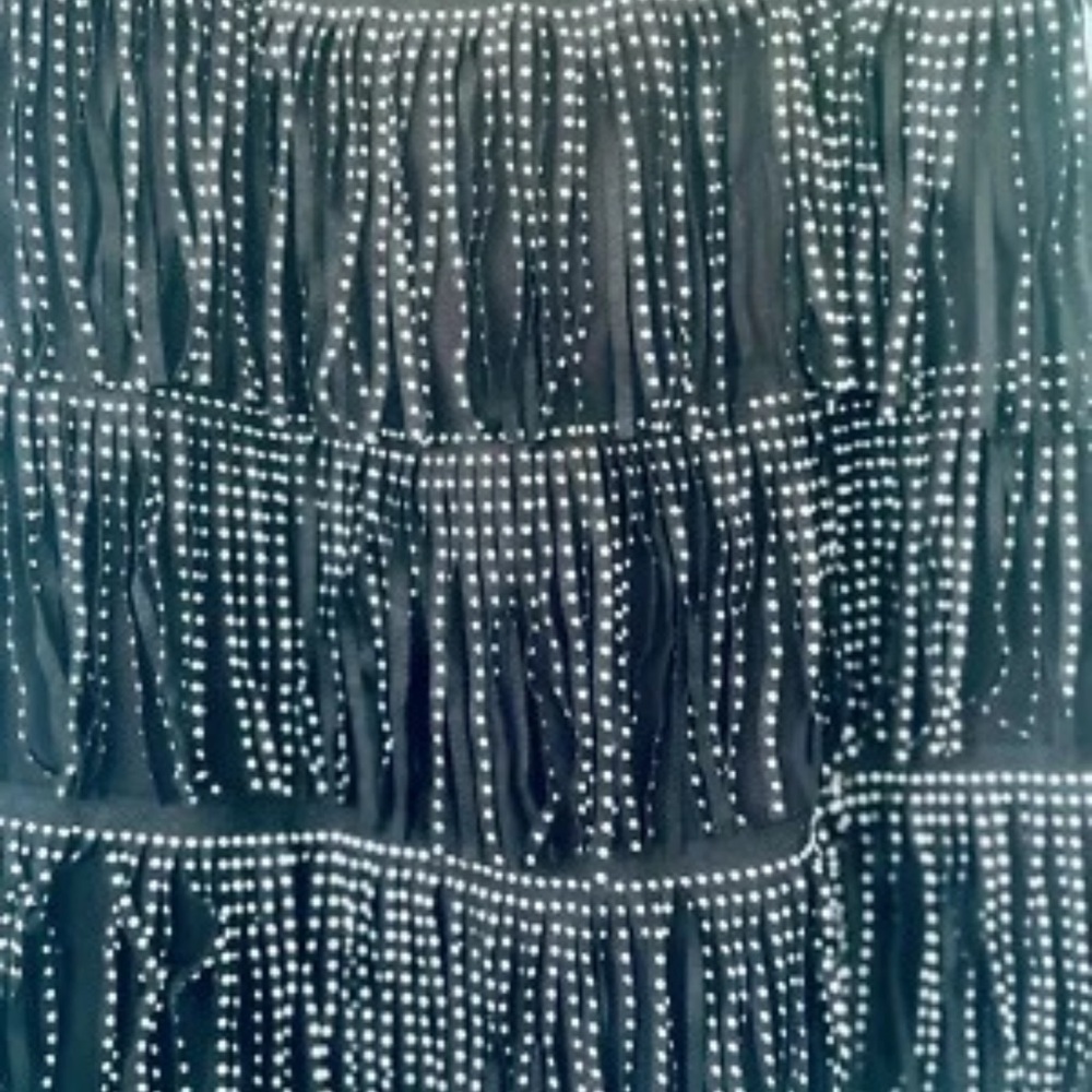 Black Fringe Mini Skirt Size Small Festive Fun Free The Roses - Picture 2 of 5